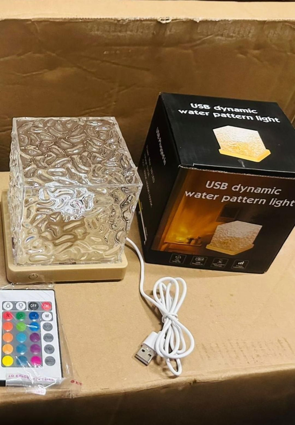 Rotating Water Ripple Crystal Cube